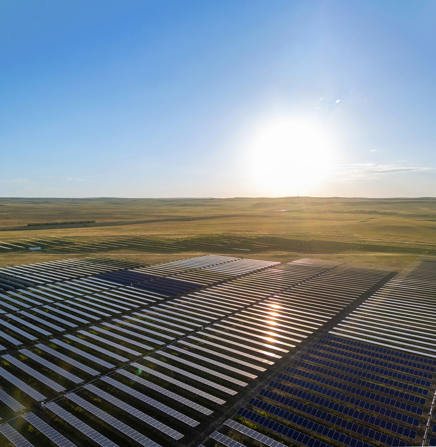 Aerial shot of solar field