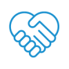 Graphic icon of two hands shaking